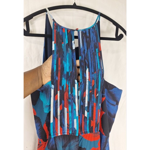 ANTONIO MELANI SILK FLORAL PRINT ROUGE & PERSIAN BLUE Size 8 - Picture 5 of 9